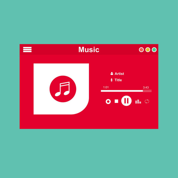 Minimalist Mobile music application interface design concept isolated on colored background flat vector illustration - Vektör, Görsel