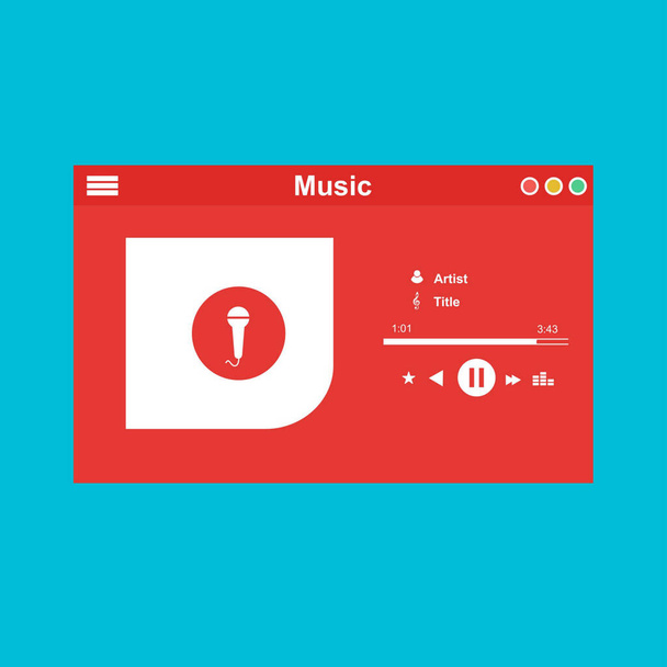 Minimalist Mobile music application interface design concept isolated on colored background flat vector illustration - ベクター画像