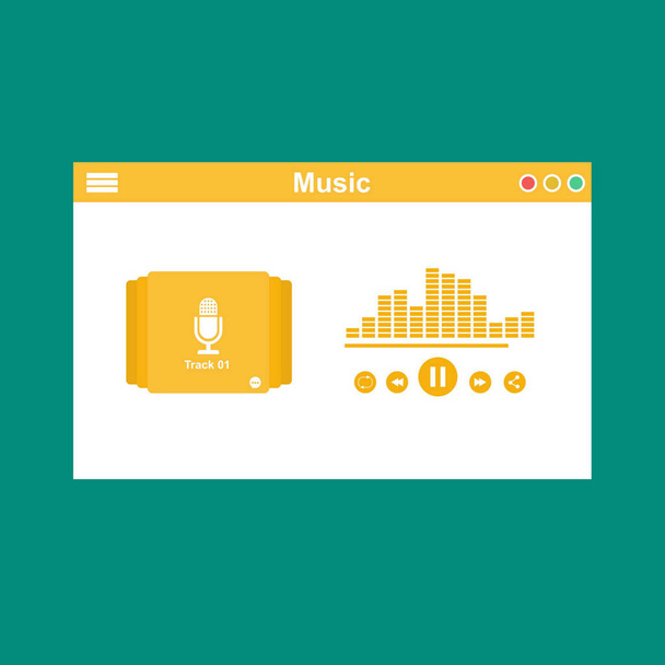 Streaming music vector illustration. Online broadcast service system for song listening without download. Online media playback using wireless cloud content template - Vektori, kuva