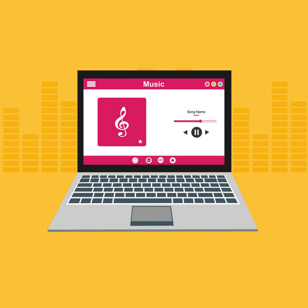 Mobile music player app design layout. songs albums listening screen. Flat UI for application - Vektor, kép