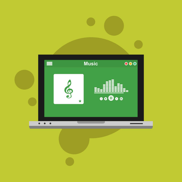 music player flat design concept vector color template. Media player navigation screen. Flat UI, GUI. Playing audio, radio. Phone display - Vecteur, image