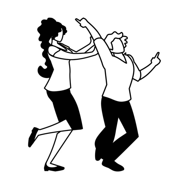 Silhouette eines Paares in Tanzpose auf weißem Hintergrund - Vektor, Bild