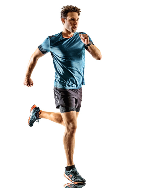 futó futó futó kocogó fiatal férfi elszigetelt fehér háttér - Fotó, kép
