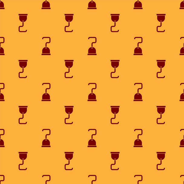 Red Pirate hook icon isolated seamless pattern on brown background. Vector Illustration - Вектор, зображення