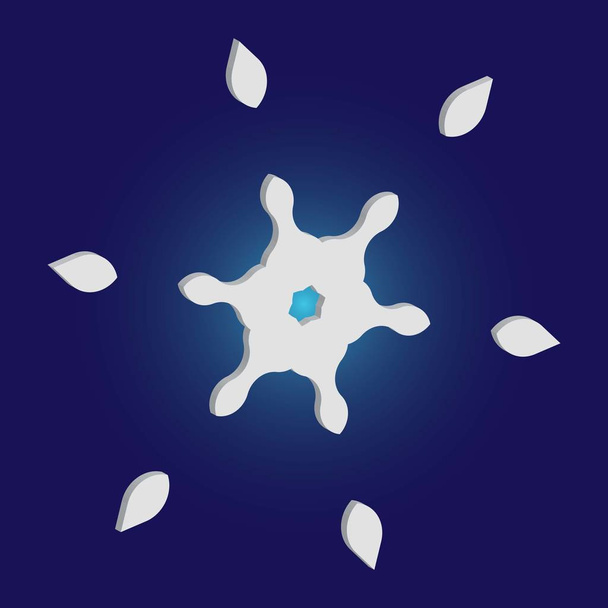 Simple christmas snowflake on blue background. - Vector, imagen