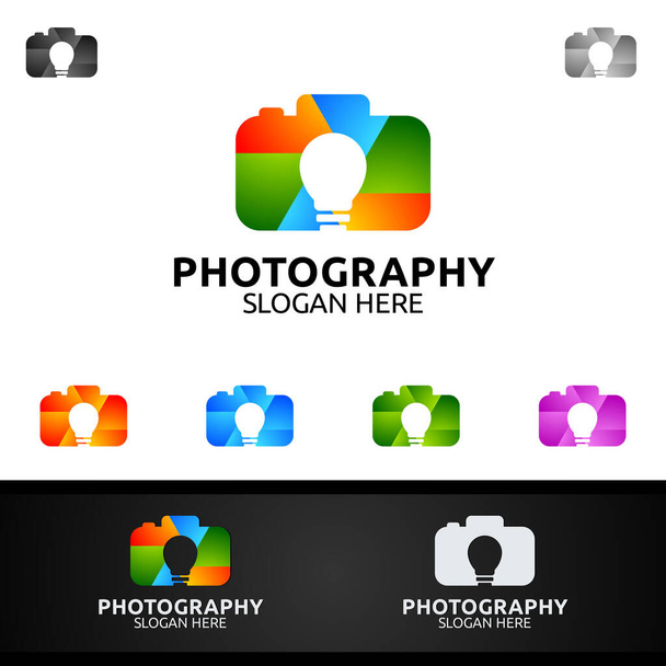 アブストラクトカメラ写真ロゴアイコンベクトルデザインテンプレート - ベクター画像