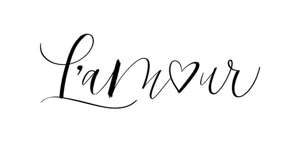 Amor em francês caligrafia moderna palavra coração
 - Vetor, Imagem