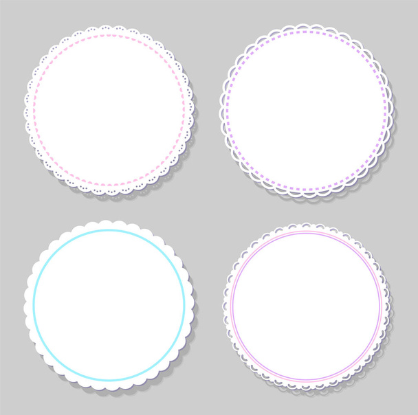 Round Napkins with Various Edges Isolated on Grey - Διάνυσμα, εικόνα