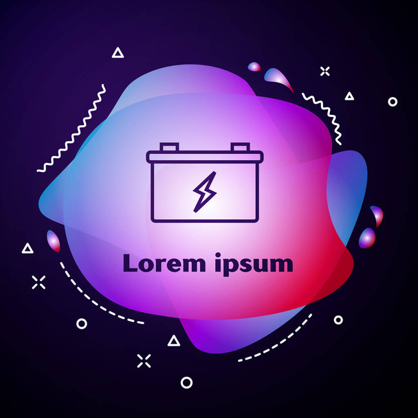 Purple line Car battery icon isolated on dark blue background. Accumulator battery energy power and electricity accumulator battery. Abstract banner with liquid shapes. Vector Illustration - Vector, Image