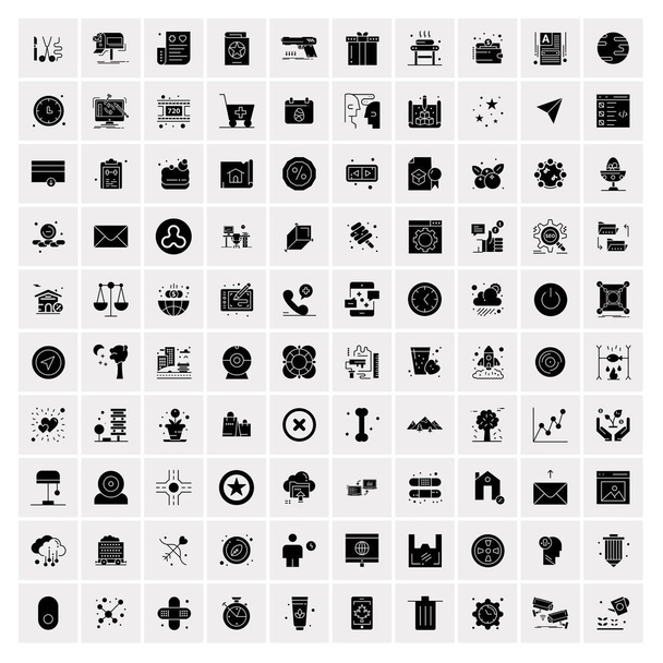 Zestaw 100 uniwersalnych ikon stałych - Wektor, obraz