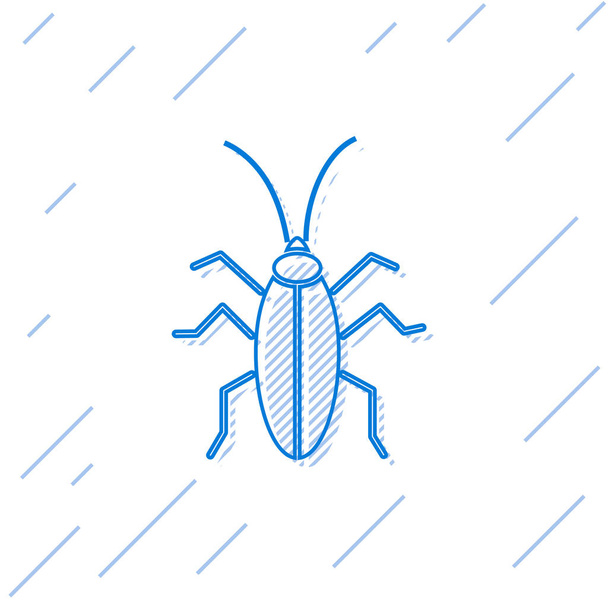 青い線白い背景に隔離されたゴキブリのアイコン。ベクターイラスト - ベクター画像