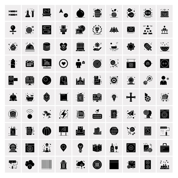 100 Business Icon Solid Glyph Vector Illustration - Vector, Image