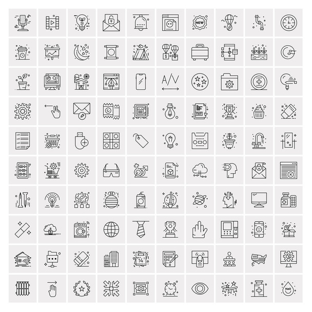 100 καθολική μαύρη γραμμή εικονίδια σε λευκό φόντο - Διάνυσμα, εικόνα