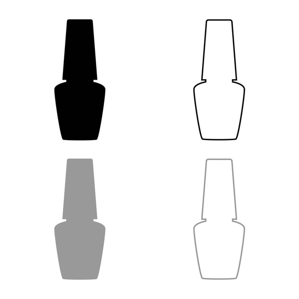 Üveg körömlakk manikűr palack sziluett Kézhigiénia Manikűr koncepció Varnish ikon körvonal készlet fekete szürke színű vektor illusztráció lapos stílusú kép - Vektor, kép