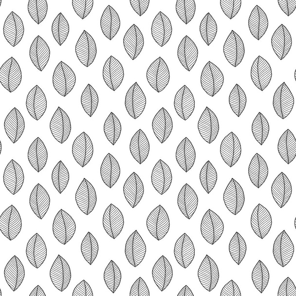 Seamless doodle  leaves pattern for coloring book.  - Vector, Image