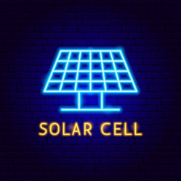 Neon-Etikett für Solarzellen - Vektor, Bild