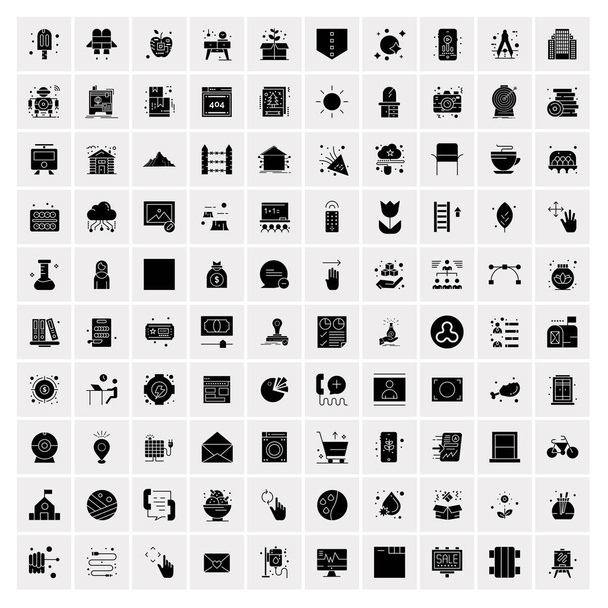 Ensemble de 100 icônes de glyphe solide d'affaires
 - Vecteur, image