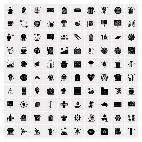 Conjunto de 100 iconos de glifos sólidos de negocios
 - Vector, Imagen