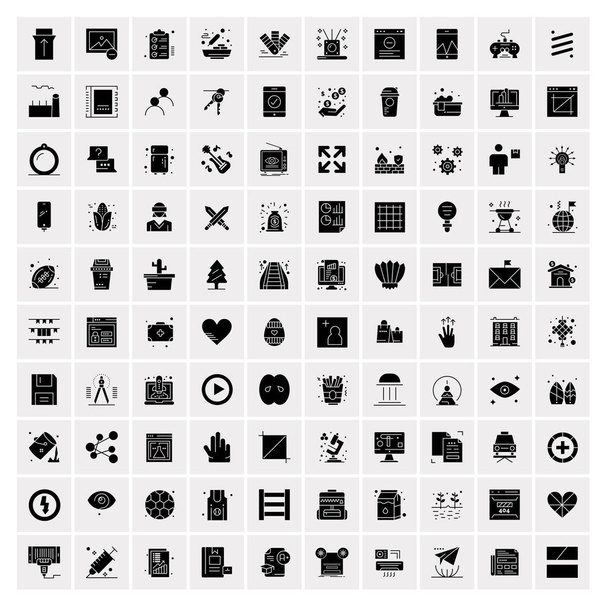 Sada 100 univerzálních jednolitých ikon - Vektor, obrázek