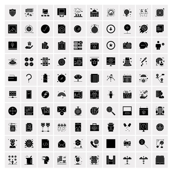 Conjunto de 100 iconos de glifos sólidos de negocios
 - Vector, Imagen