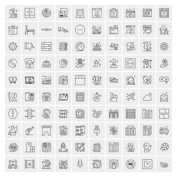 100 univerzální černé čáry ikony na bílém pozadí - Vektor, obrázek