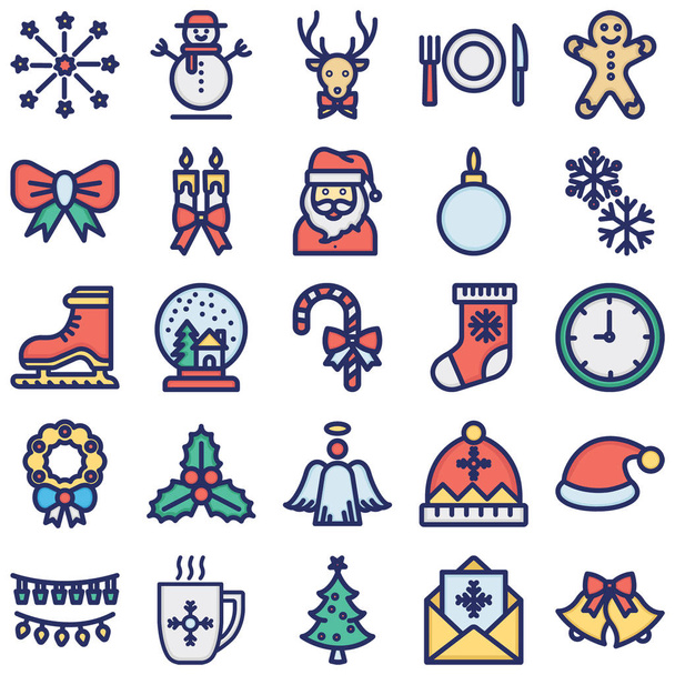Weihnachtsfeier Vektor Icons Pack - Vektor, Bild