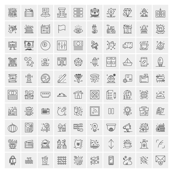 100 icone della linea nera universale su sfondo bianco
 - Vettoriali, immagini