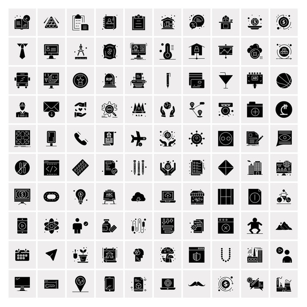Sada 100 ikon Business Solid Glyph - Vektor, obrázek