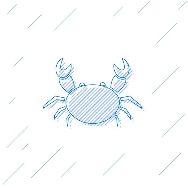 Blue line Crab icon isolated on white background. Vector Illustration - Vector, Image
