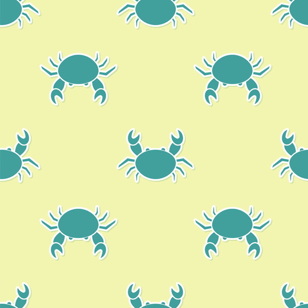 Green Crab icon isolated seamless pattern on yellow background. Vector Illustration - Vector, Image