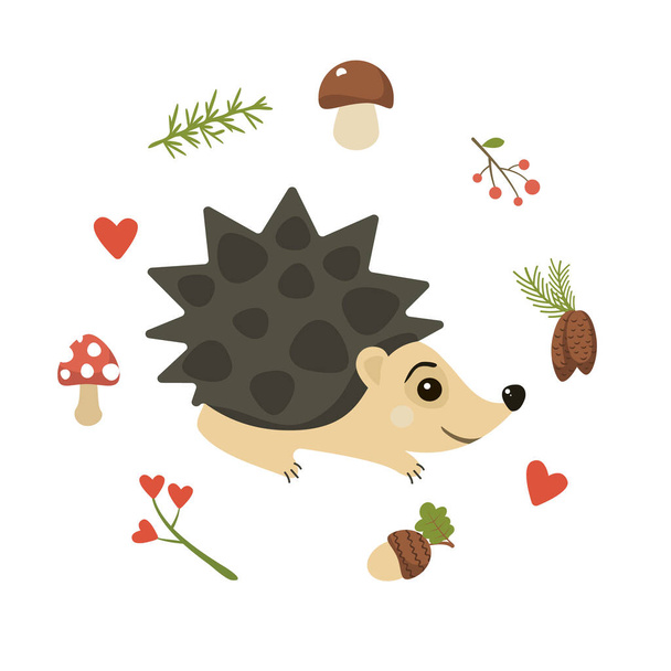 illustration of cute hedgehog isolated on transparent background. - Vektor, obrázek