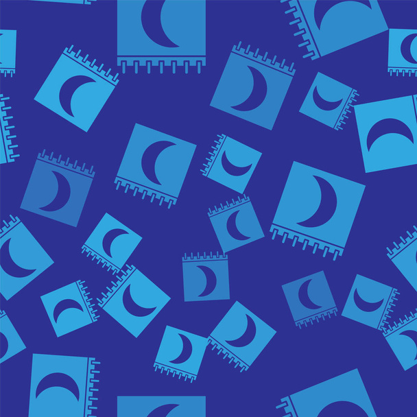 Kék Hold fázisok naptár ikon elszigetelt zökkenőmentes minta kék háttér. Vektorillusztráció - Vektor, kép
