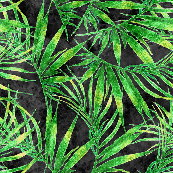 Tropical seamless pattern. Watercolor chaotic palm - Fotografie, Obrázek