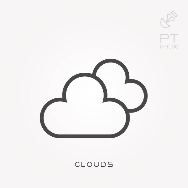 Line icon clouds. Simple vector illustration with ability to change. - Vector, afbeelding