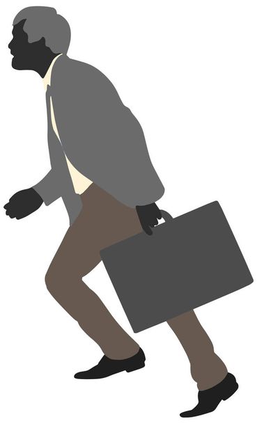 Rushing Late Business Man in Suit Vector Illustration - Vector, Image