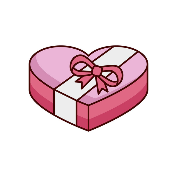 gift box present in heart shape isolated icon - Vektor, obrázek