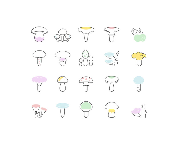 Serie icone della linea vettoriale dei funghi
. - Vettoriali, immagini