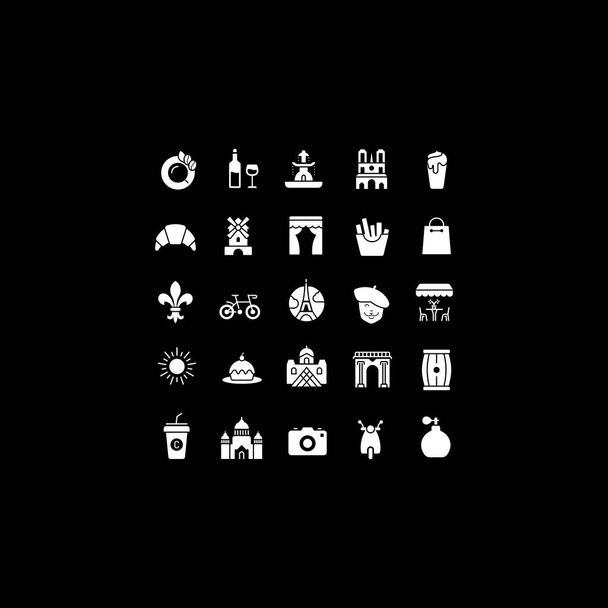 Ensemble d'icônes simples de Paris - Vecteur, image