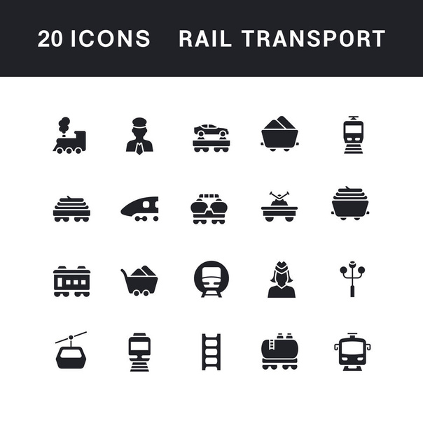 Conjunto de ícones simples de transporte ferroviário
 - Vetor, Imagem