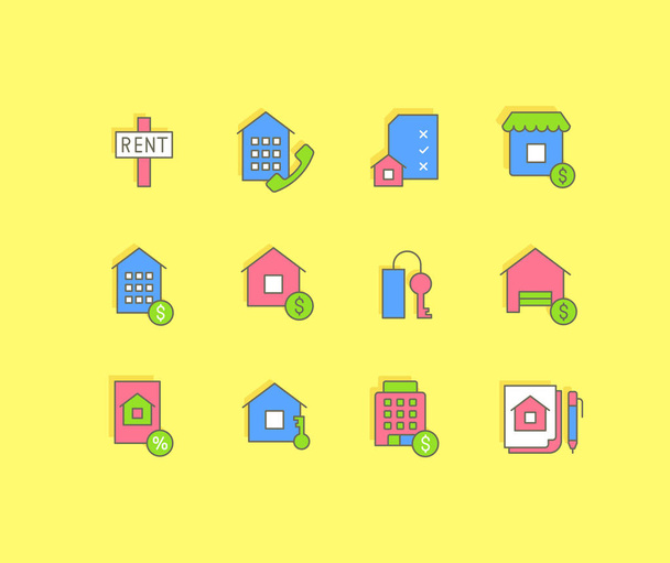 Set of Simple line Icons of Real Estate - Vector, Image