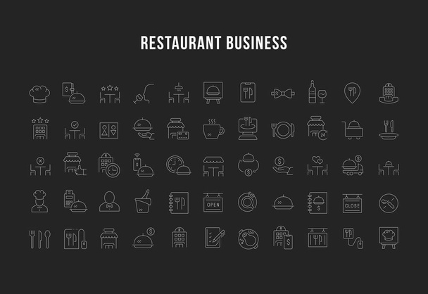 レストラン事業のベクトルラインアイコンの設定 - ベクター画像