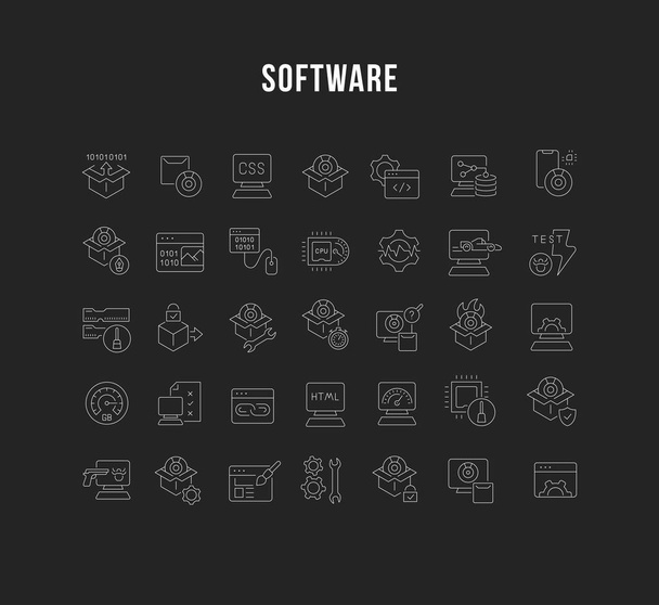 Set Vector Line Icons of Software - Vector, Image