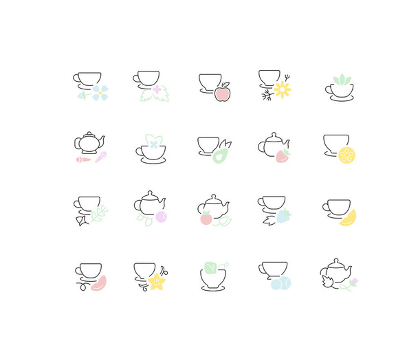 Set Vector Line Icons of Tea. - Vector, Image