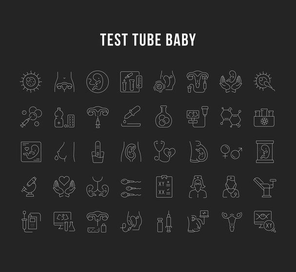 Définir les icônes de ligne vectorielle de bébé de tube à essai
. - Vecteur, image