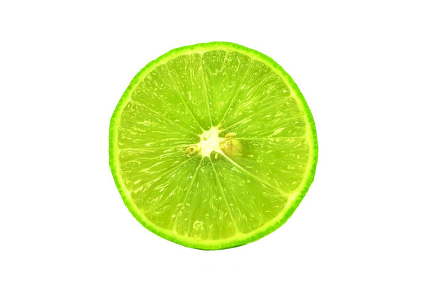 Fatia de limão fresco no fundo branco
 - Foto, Imagem