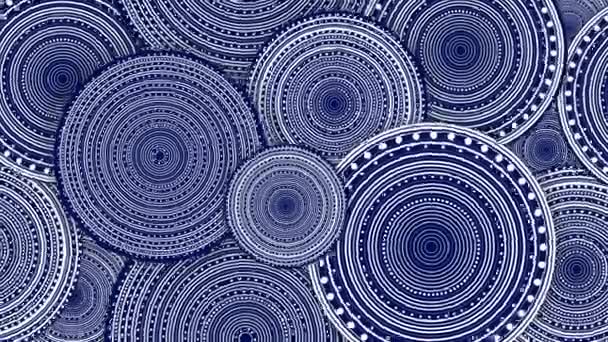 Blauwe of witte wielen of cirkels draaien en creëren een optische illusie. 4k video voor achtergrond of screensaver in uw project - Video