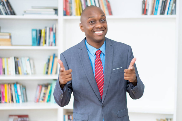 Laughing african american businessman with suit - Φωτογραφία, εικόνα