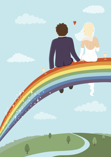 Noiva e noivo no arco-íris
 - Vetor, Imagem