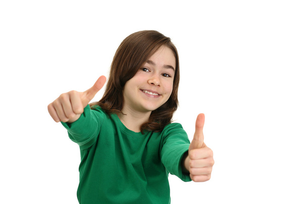 Girl with thumbs up - 写真・画像