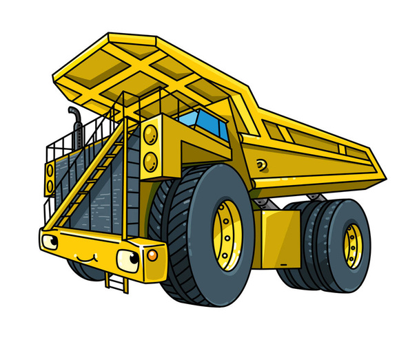 Funny heavy dump truck car with eyes - Vector, Image